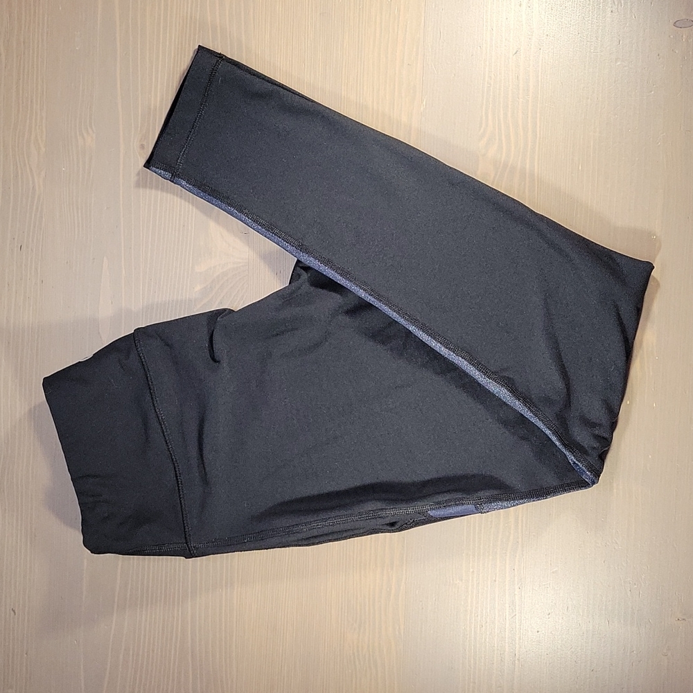 90 Degrees by Reflex Black Grey Yoga Pants Leggings Media Pocket Size S